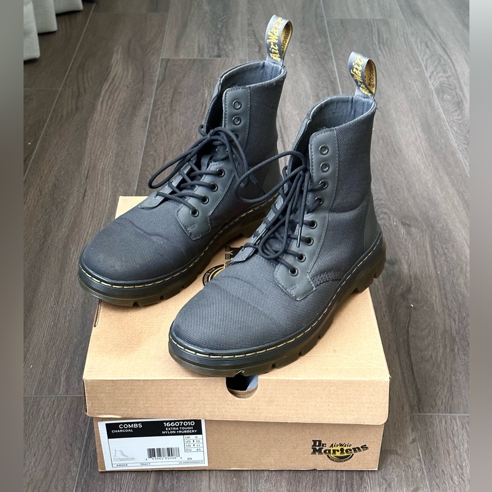 Dr Martens Combs Poly Casual Boots Charcoal Gray Size 10 Men’s